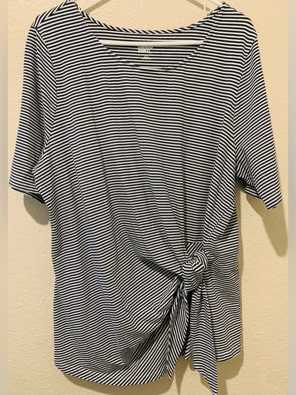 Lands' End Navy and White Striped Tee